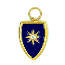 Load image into Gallery viewer, Blue Enamel Gold Shield Pendant
