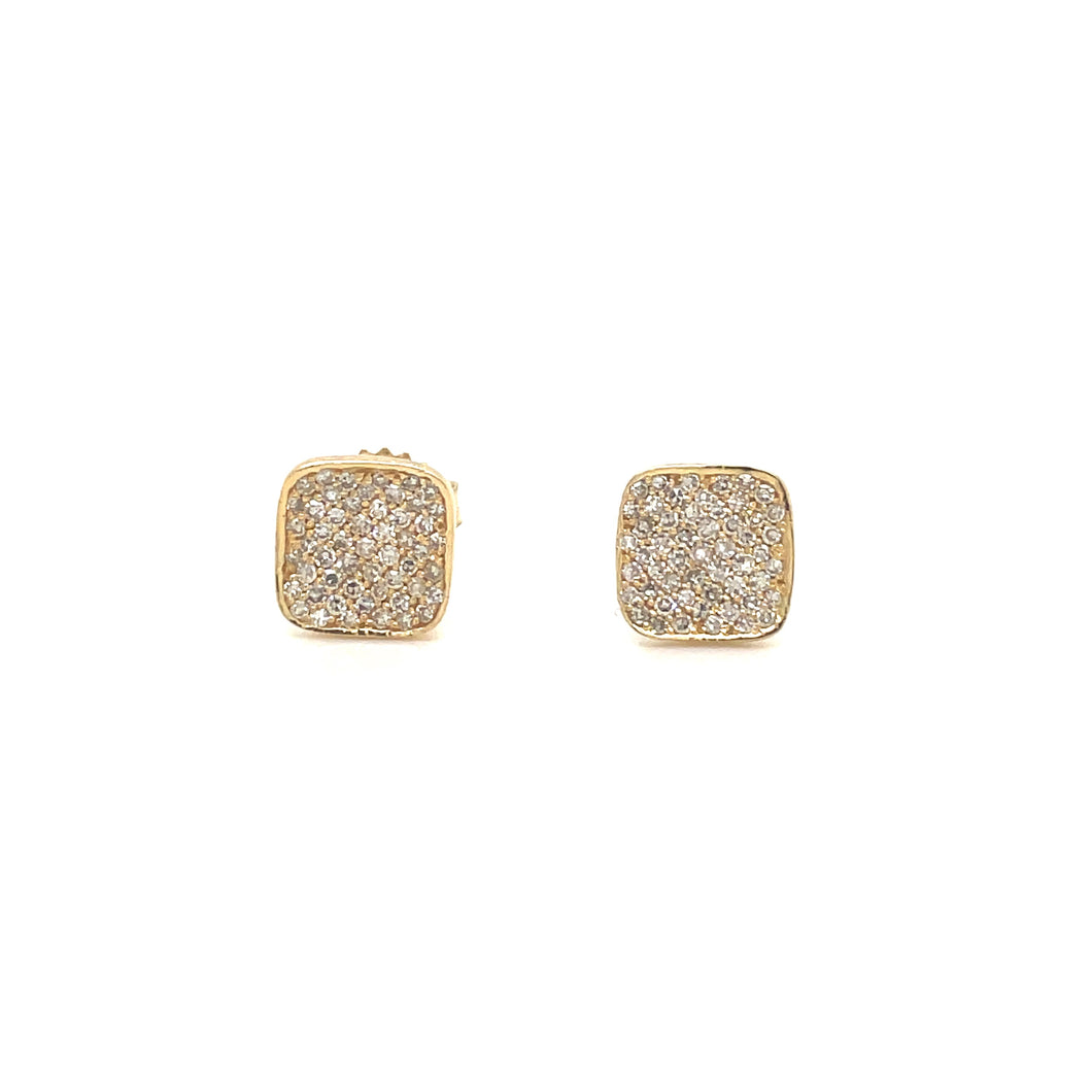 14kg and White Diamond Square Earrings