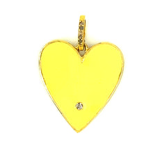 Load image into Gallery viewer, Gold and Enamel Heart with Diamond Bail and inset stone
