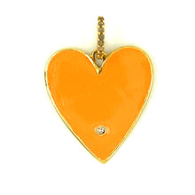 Load image into Gallery viewer, Gold and Enamel Heart with Diamond Bail and inset stone
