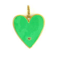 Load image into Gallery viewer, Gold and Enamel Heart with Diamond Bail and inset stone
