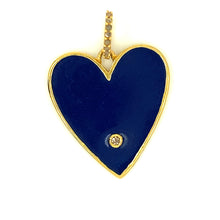Load image into Gallery viewer, Gold and Enamel Heart with Diamond Bail and inset stone
