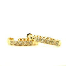 Load image into Gallery viewer, 14kg and White Diamond Pyramid Hoop Earrings
