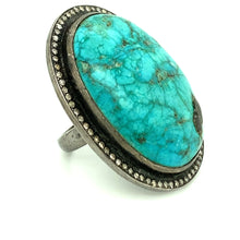 Load image into Gallery viewer, Silver Diamond and Turquoise Ring
