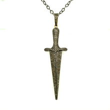 Load image into Gallery viewer, Silver and Diamond Dagger Necklace
