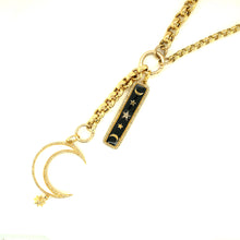 Load image into Gallery viewer, 14kg Diamond and White Enamel Moon with Dangling Diamond Star
