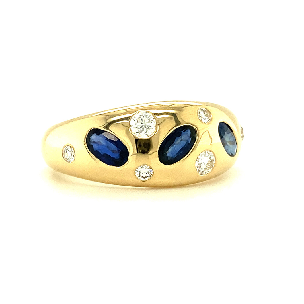 14kg Diamond and Sapphire Dome Ring