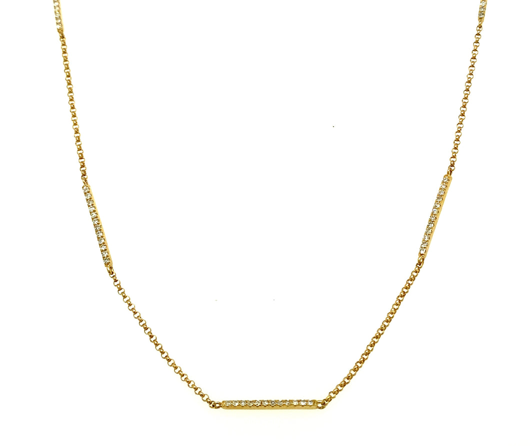 5 Station Diamond Bar Necklace