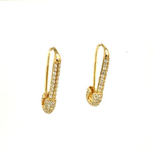 Load image into Gallery viewer, 14kg and Diamond Safety Pin Earrings
