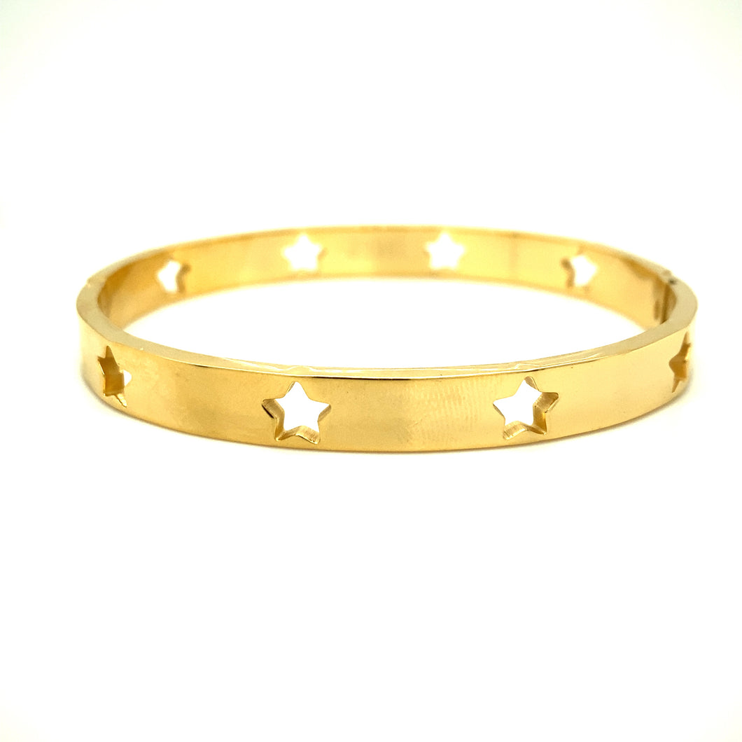 Gold Cut-Out Star Bangle Bracelet