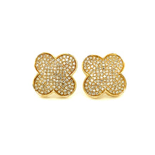 Load image into Gallery viewer, 14kg and White Diamond Clover Earrings

