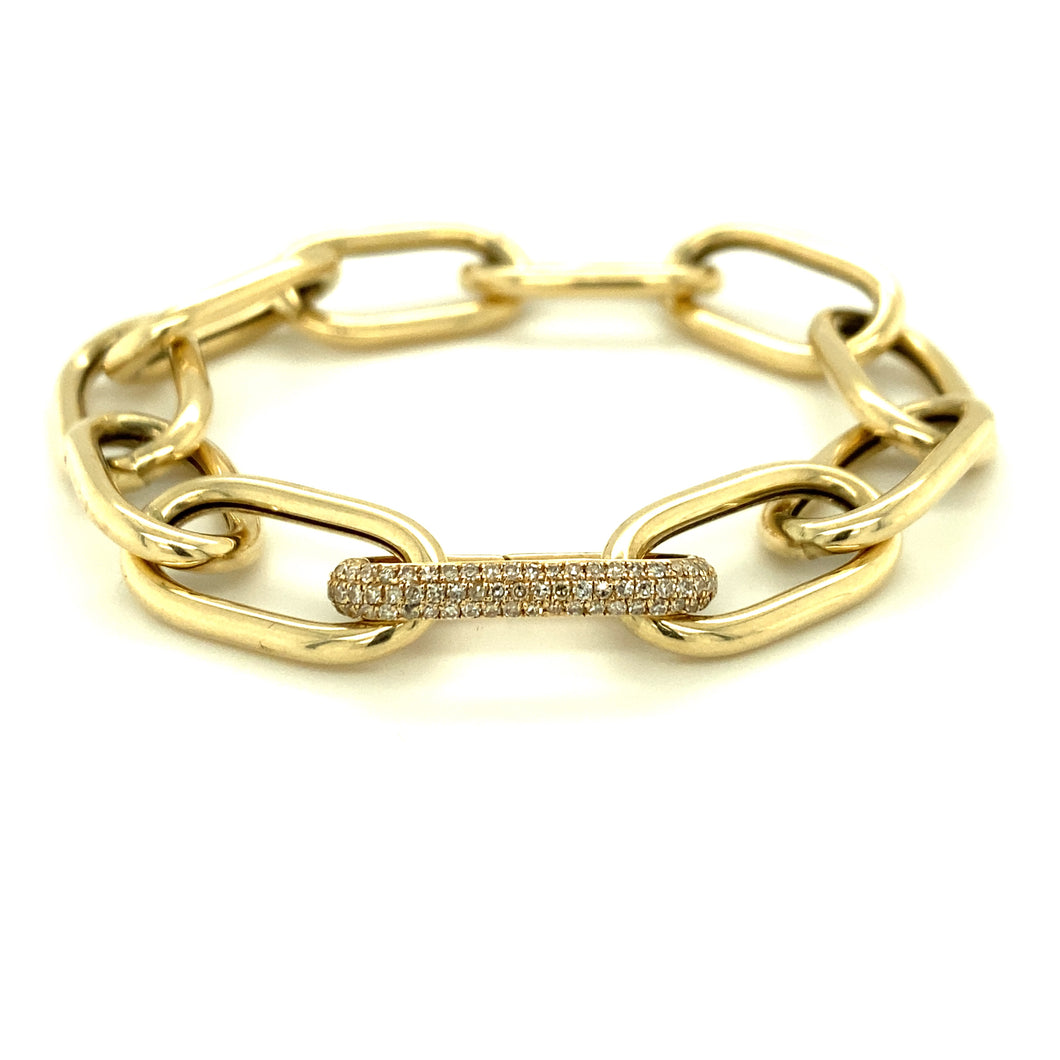14kg Large Oval Paperclip Bracelet with Oval Diamond Clasp