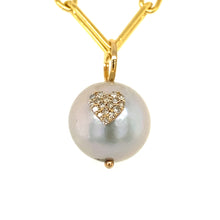 Load image into Gallery viewer, Tahitian Pearl with Heart shaped Diamond
