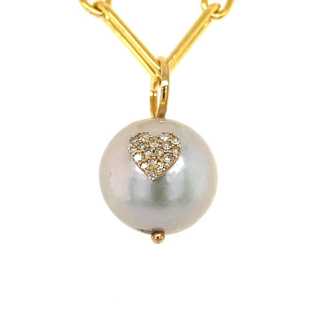 Tahitian Pearl with Heart shaped Diamond