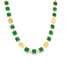Load image into Gallery viewer, 14kg and Green Malachite Square Chiclet Necklace
