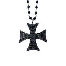 Load image into Gallery viewer, Black Spinel Maltese Cross Necklace
