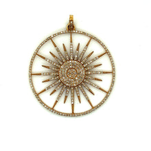 Load image into Gallery viewer, 14kg and White Diamond Large Starburst Circular Pendant
