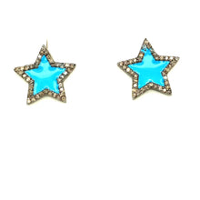 Load and play video in Gallery viewer, Turquoise, Diamond and Silver Star Studs
