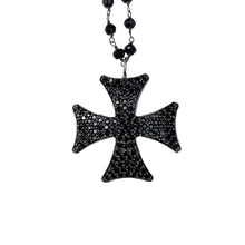 Load image into Gallery viewer, Black Spinel Cross Necklace
