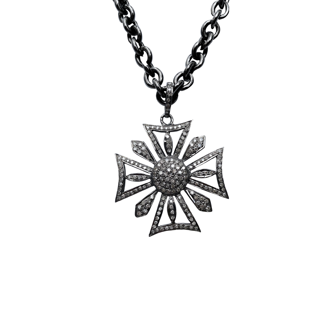 Full Diamond Maltese Cross Necklace