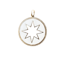 Load image into Gallery viewer, 14kg White Enamel, Gold and Diamond Star Pendant
