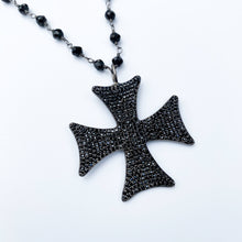 Load image into Gallery viewer, Black Spinel Maltese Cross Necklace
