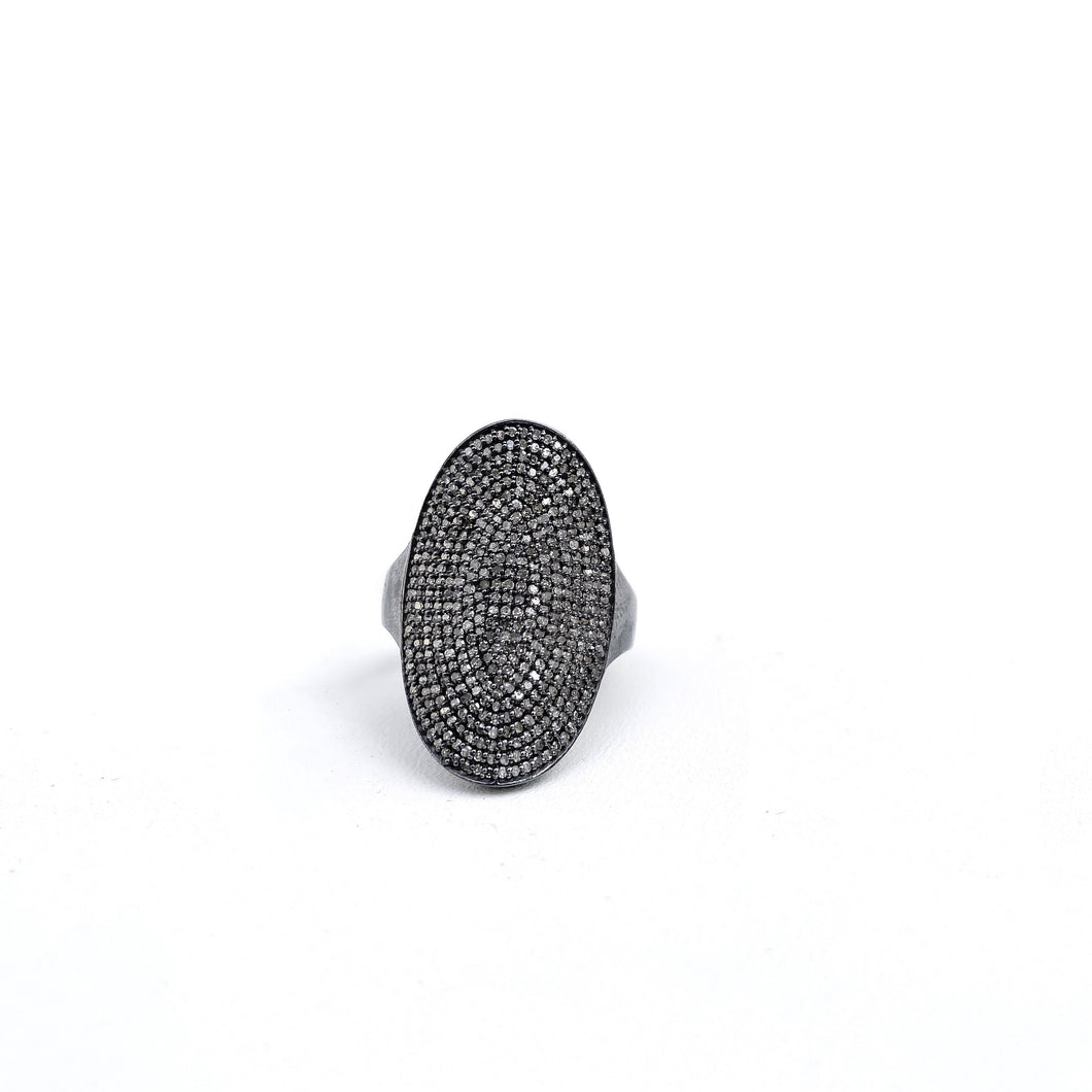 Sterling Silver Medium Oval Diamond Ring