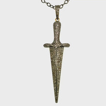Load and play video in Gallery viewer, Silver and Diamond Dagger Necklace
