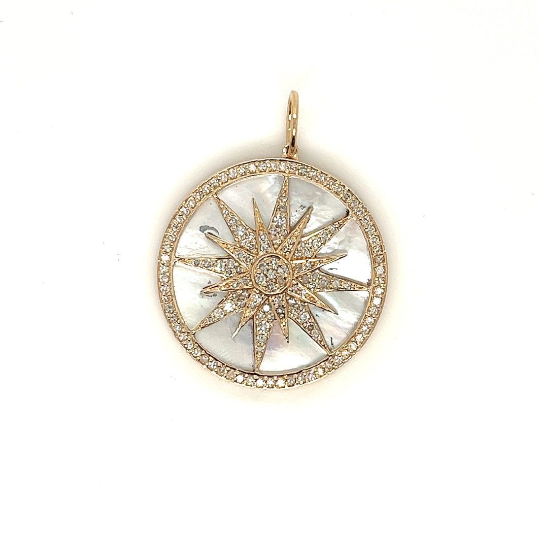 14kg, white diamond and mother of pearl pendant