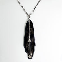 Load image into Gallery viewer, Brown Horn, Silver and Diamond Necklace
