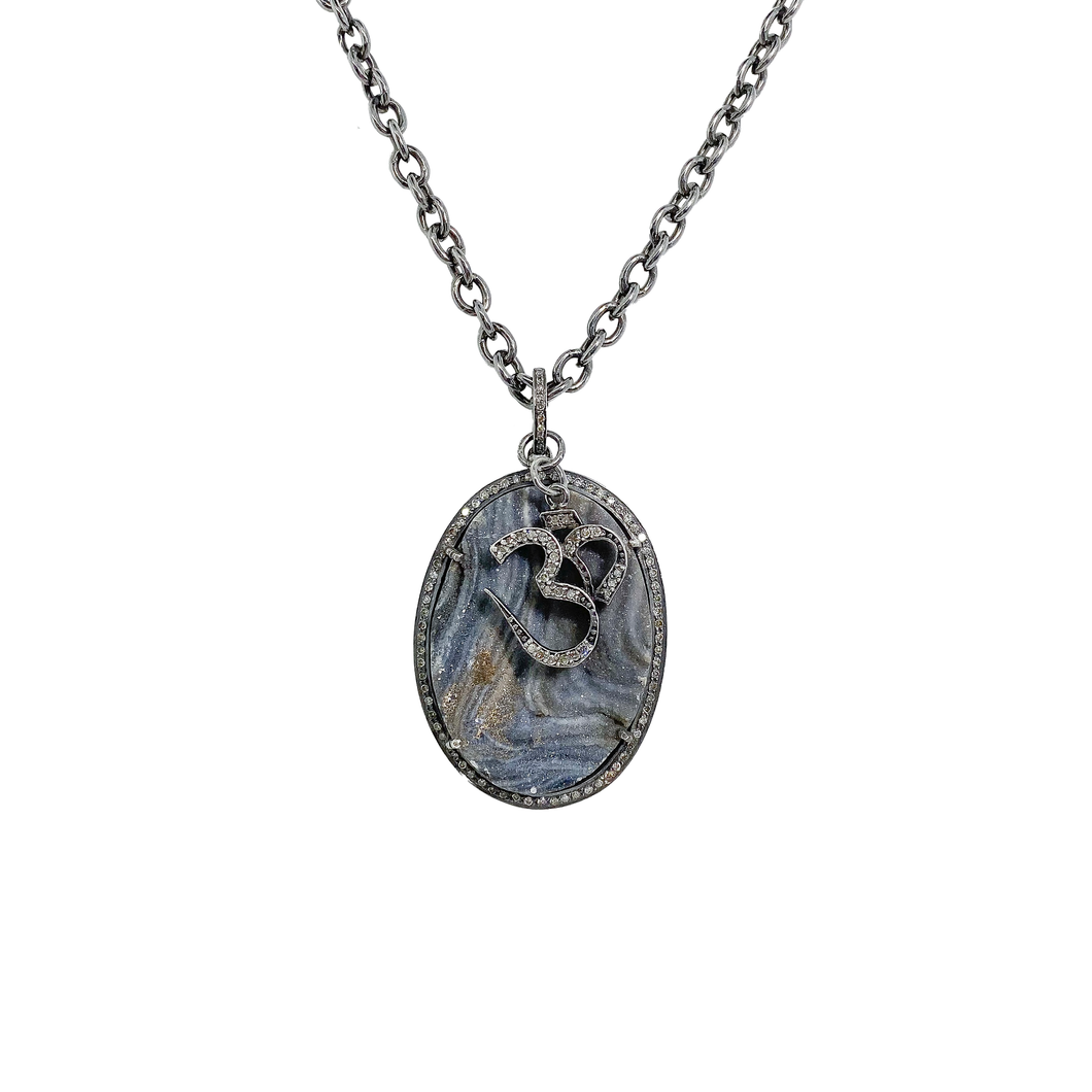 Original Druzy Stone w Diamond Om