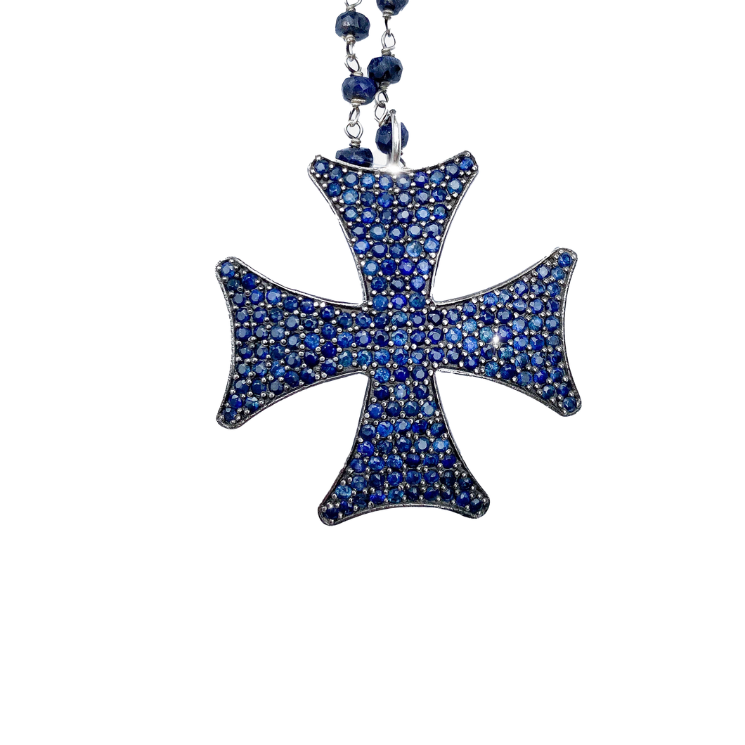 Blue Sapphire Maltese Cross