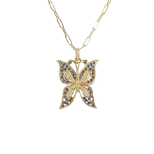 Load image into Gallery viewer, 14kg Sapphire, Diamond and Butterfly Pendant
