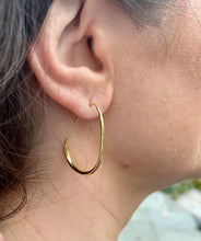 Load image into Gallery viewer, Gold Open Tear Drop Hoop
