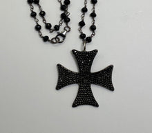 Load image into Gallery viewer, Black Spinel Maltese Cross Necklace
