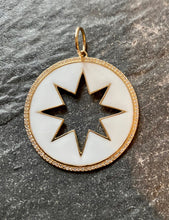 Load image into Gallery viewer, 14kg White Enamel, Gold and Diamond Star Pendant
