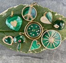 Load image into Gallery viewer, 14kg Malachite and Diamond Peace Sign
