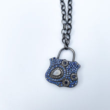 Load image into Gallery viewer, Blue Sapphire, Diamond, Moonstone, Silver Lock Necklace
