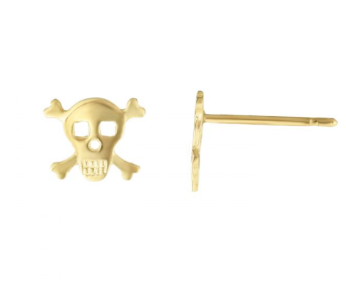 14kg Gold Skull Stud Earrings