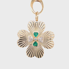 Load and play video in Gallery viewer, 14kg Diamond and Emerald Four Leaf Clover Pendant
