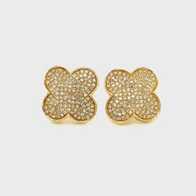 Load and play video in Gallery viewer, 14kg and White Diamond Clover Earrings

