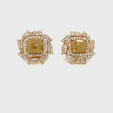 Load and play video in Gallery viewer, 18kg gold and Yellow Diamond Earrings with Diamond Surround
