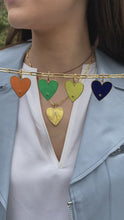 Load and play video in Gallery viewer, Gold and Enamel Heart with Diamond Bail and inset stone
